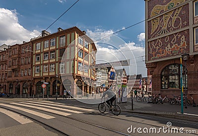 View of the historic center RoÌˆmerberg in the city of Frankfurt, Germany Editorial Stock Photo